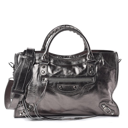 Balenciaga Metallic Agneau Classic Silver Hardware City Pewter 1 of 8