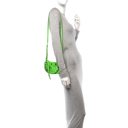 Balenciaga Extra Supple Calfskin Crocodile Embossed Le Cagole Mini Purse With Chain Acid Green 2 of 10