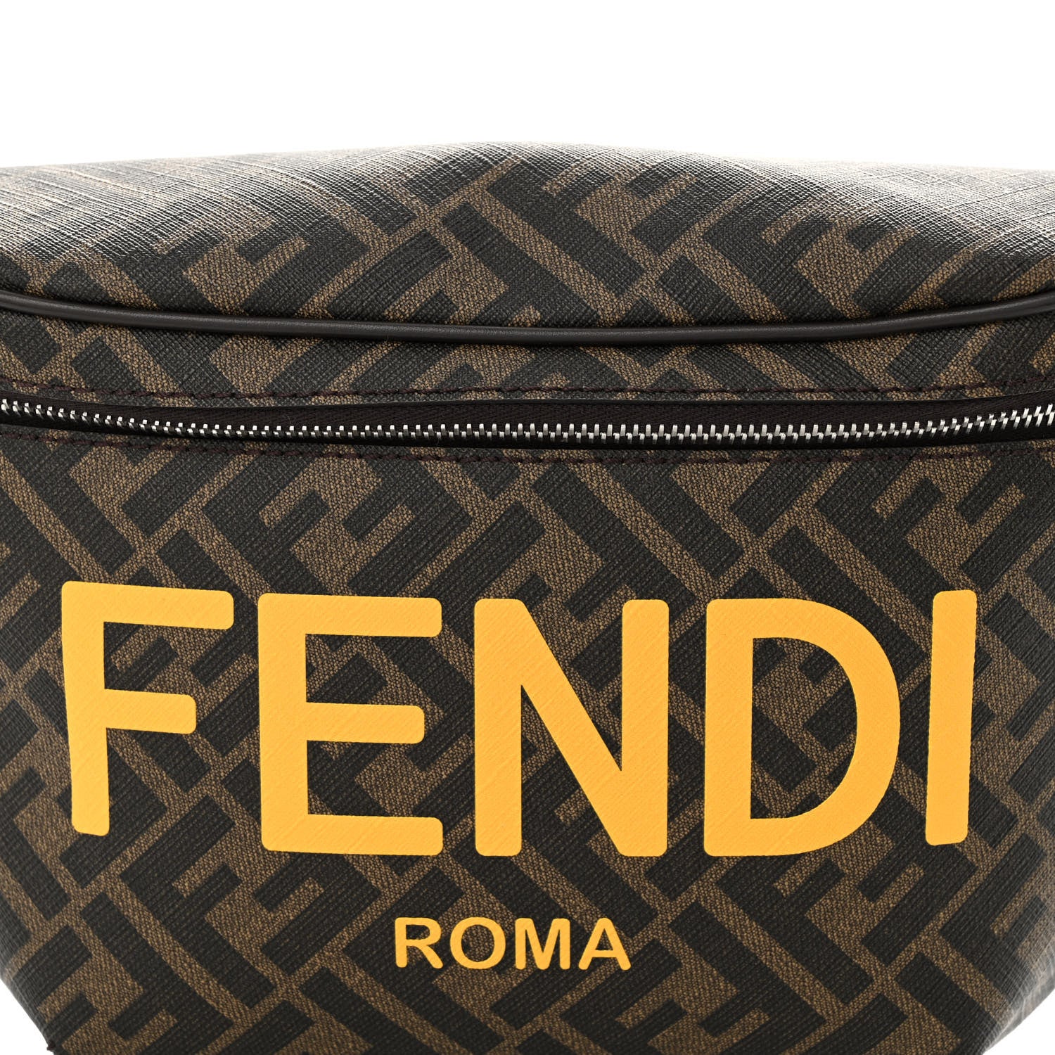 Fendi Shiny Glazed Fabric Vitello Cover FF 1974 Logo Belt Bag Tobacco Moro Giallo Ebano 7 of 9