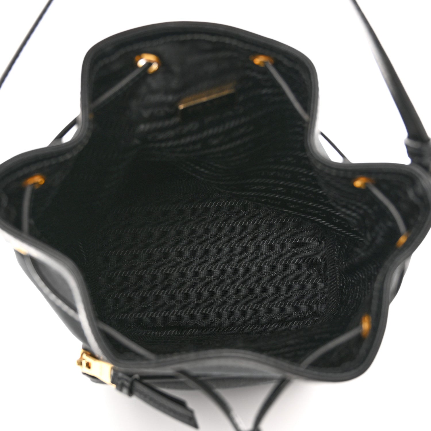 Prada Jacquard Logo Mini Bucket Bag Black 5 of 11