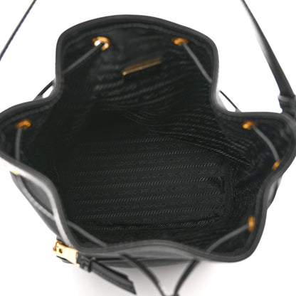 Prada Jacquard Logo Mini Bucket Bag Black 5 of 11