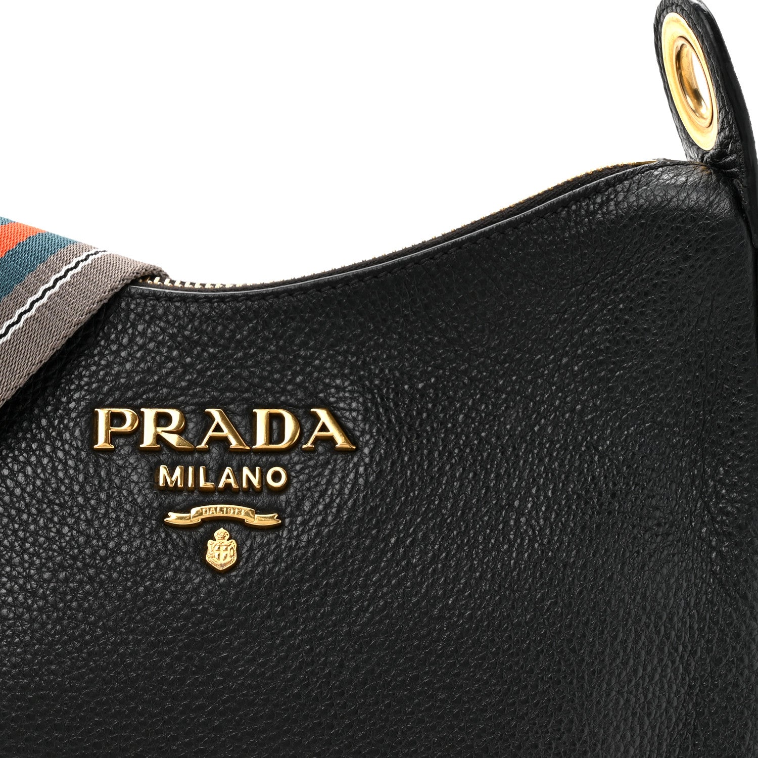 Prada Vitello Phenix Zippered Messenger Hobo Black 1797079