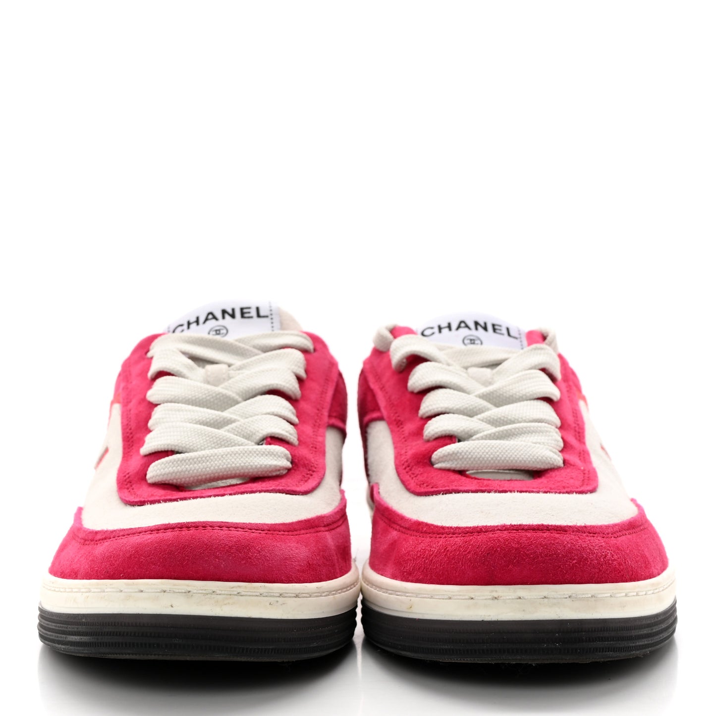 Suede Kidskin Womens CC Sneakers 40.5 White Fuchsia
