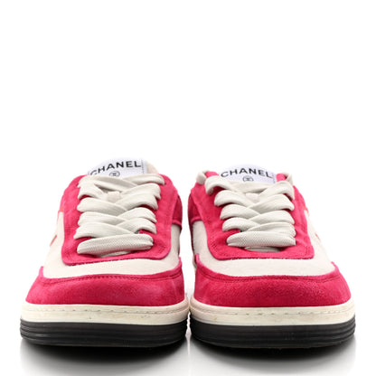Chanel Suede Kidskin Womens CC Sneakers 40.5 White Fuchsia 2 of 11