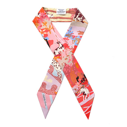 Hermes Silk En Liberte Twilly Rose Bleu Rouge 1 of 4