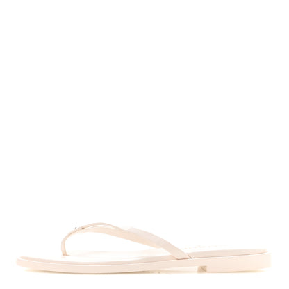 Chanel Goatskin CC Times Square Thong Sandals 38.5 White 1 of 9