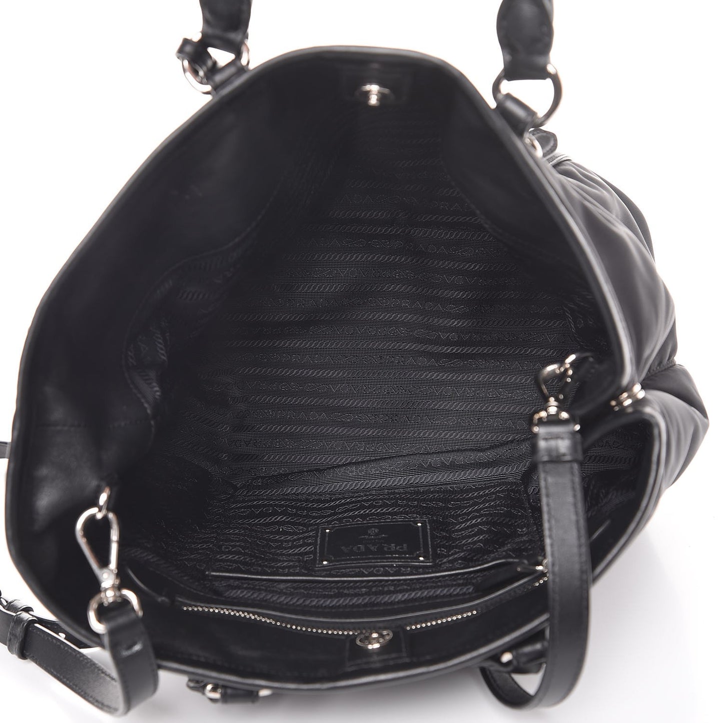 Tessuto Nylon Soft Calf Tote Nero Black