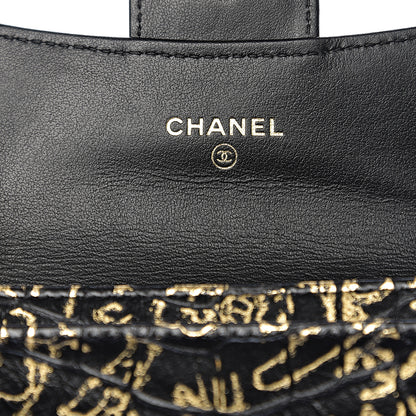 Chanel Calfskin Crocodile Embossed Graffiti Cocodile Reissue Card Holder Wallet Black Gold 5 of 8