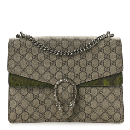 Gucci GG Supreme Monogram Snakeskin Medium Dionysus Shoulder Bag Green 1 of 12