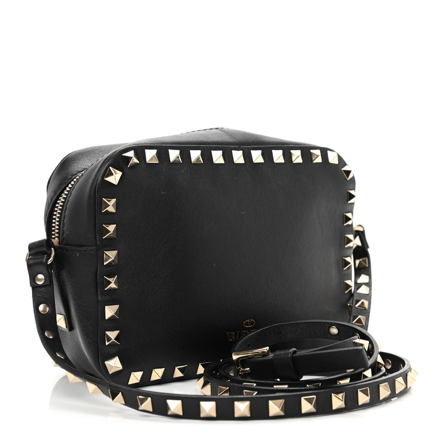Valentino Garavani Pebbled Calfskin Rockstud Camera Crossbody Bag Black 3 of 10