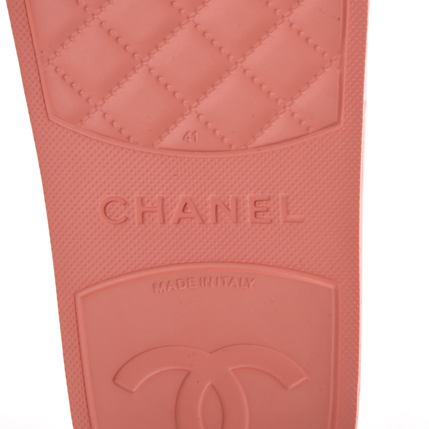 Chanel Rubber CC Flat Slide Sandals 41 Orange Pink 6 of 8