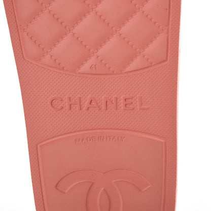 Chanel Rubber CC Flat Slide Sandals 41 Orange Pink 6 of 8