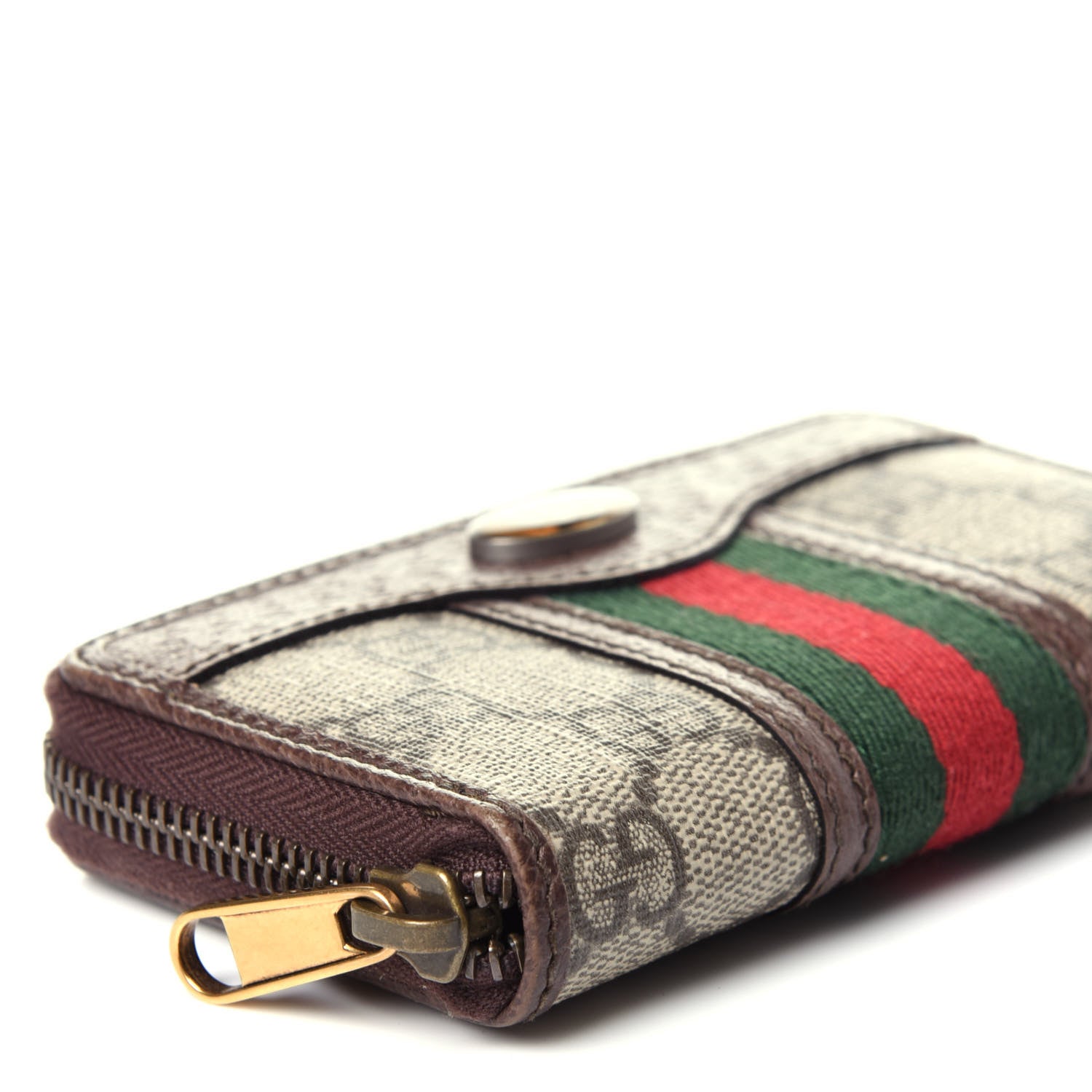 Gucci GG Supreme Web Ophidia Zip Around Card Case Brown 7 of 9