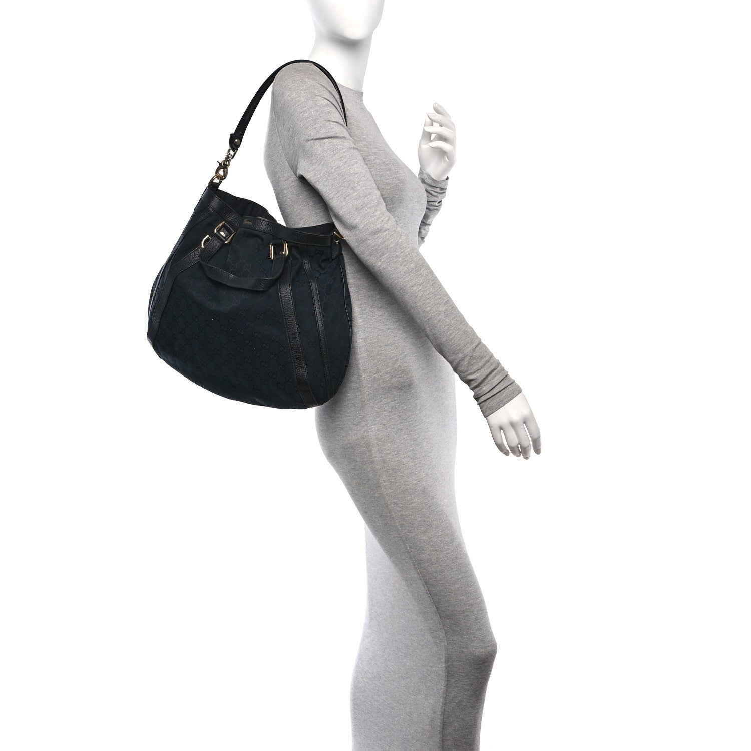 Gucci Monogram Medium Abbey Convertible Tote Black 2 of 11