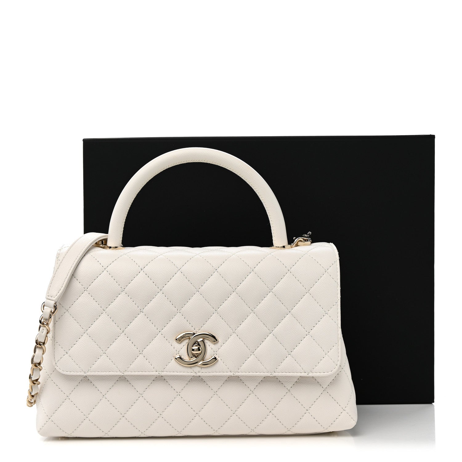 Chanel Caviar Quilted Small Coco Handle Flap White 11 of 11