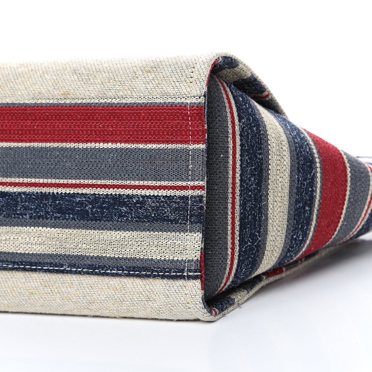Striped Canvas Medium Deauville Tote Beige