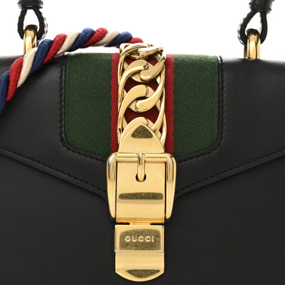Gucci Calfskin Mini Sylvie Top Handle Bag Black 8 of 13
