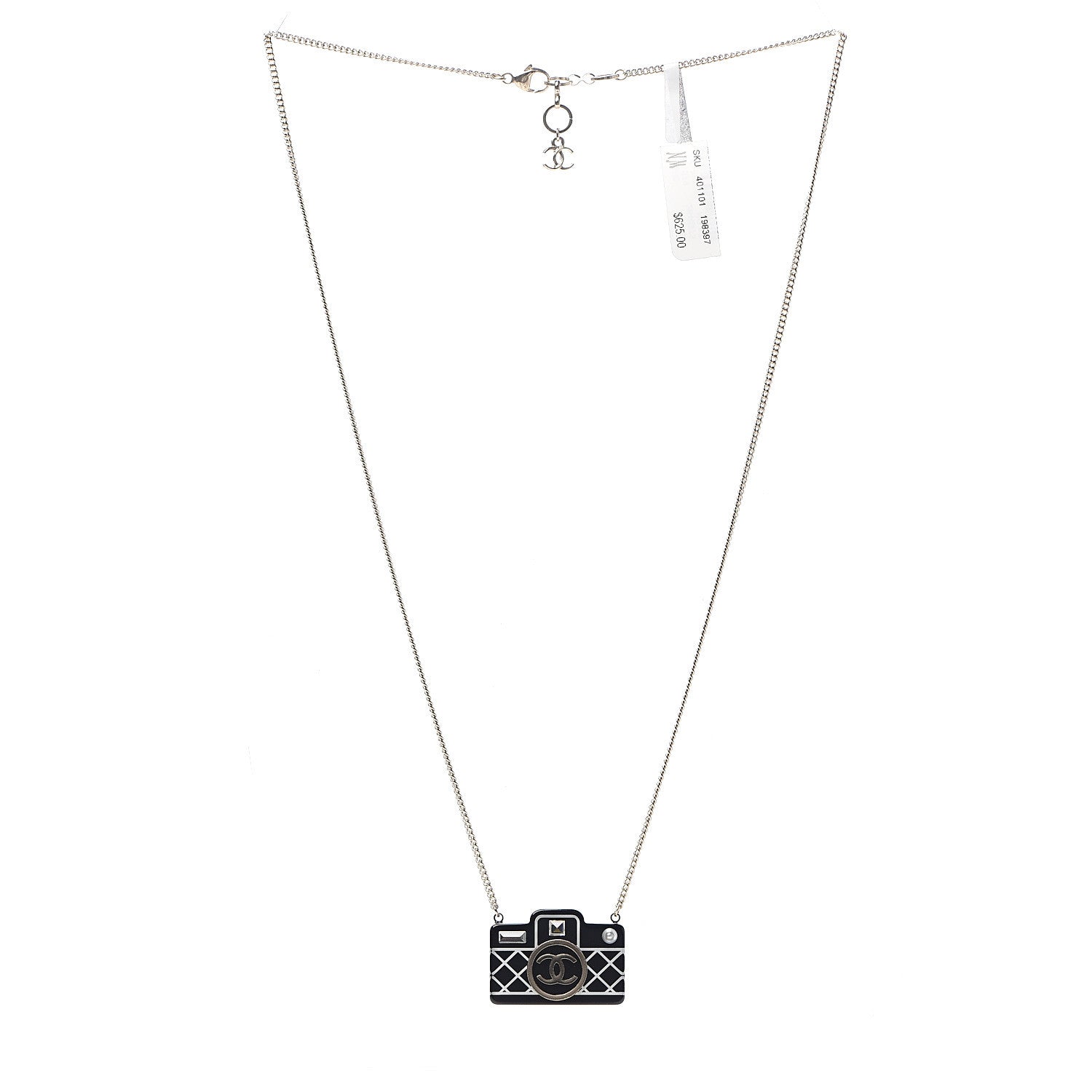Chanel Resin Camera CC Necklace Black Gold 2 of 4