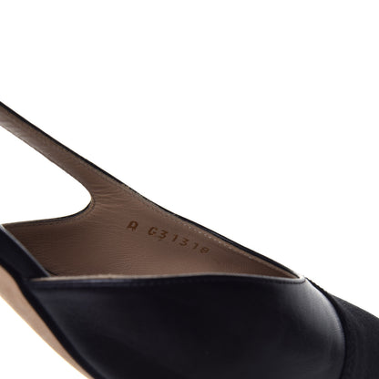 Chanel Goatskin Grosgrain Cap Toe CC Slingback Sandals 38.5 Black 8 of 8