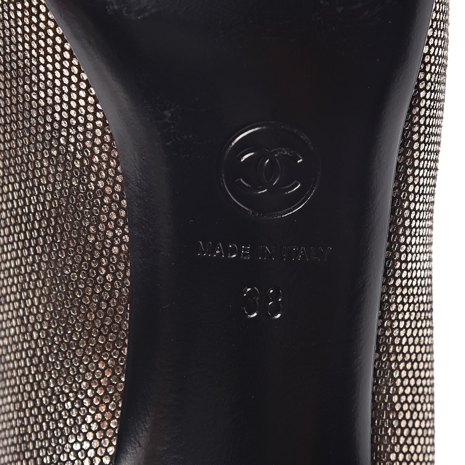 Chanel Metallic Fabric CC Cap Toe Pumps 38 Silver Black 6 of 8
