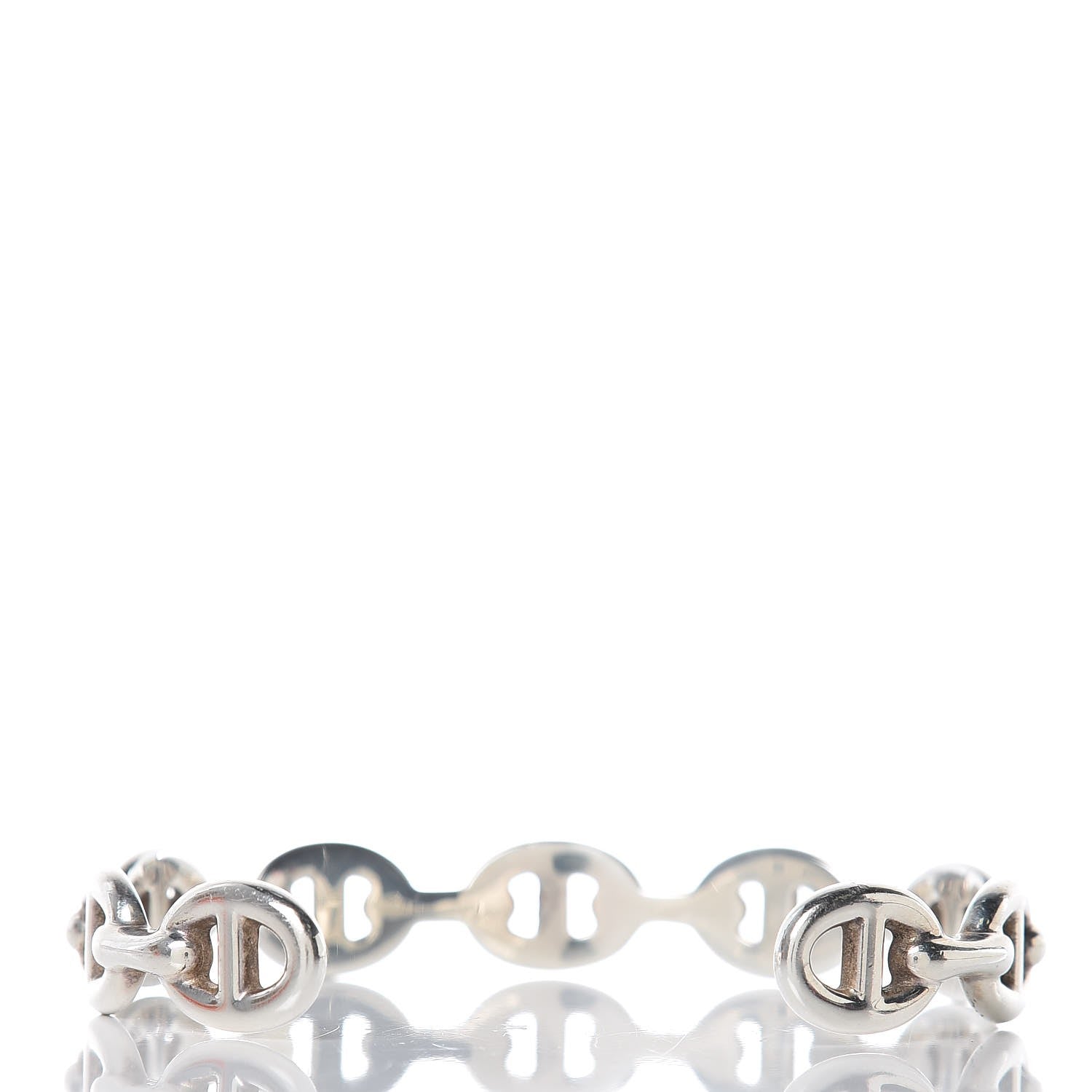Hermes Sterling Silver MM Chaine d'Ancre Enchainee Cuff Bracelet LG 6 of 11