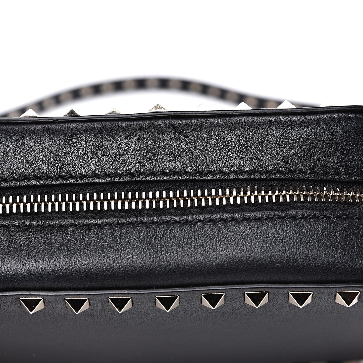 Calfskin Rockstud Camera Crossbody Bag Black