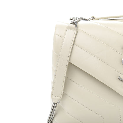 Saint Laurent Calfskin Y Quilted Monogram Small Loulou Chain Satchel Ivory 11 of 12