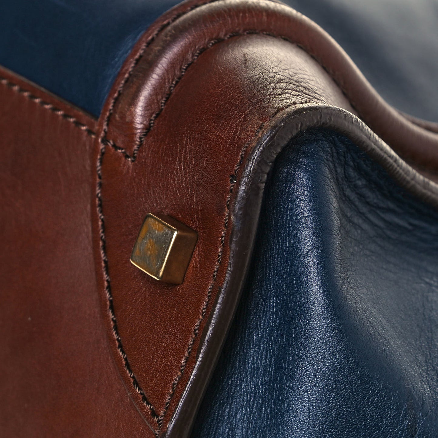 Smooth Calfskin Mini Tri-Color Luggage Navy