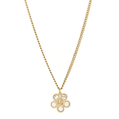 Chanel Crystal CC Flower Pendant Necklace Gold 1 of 6