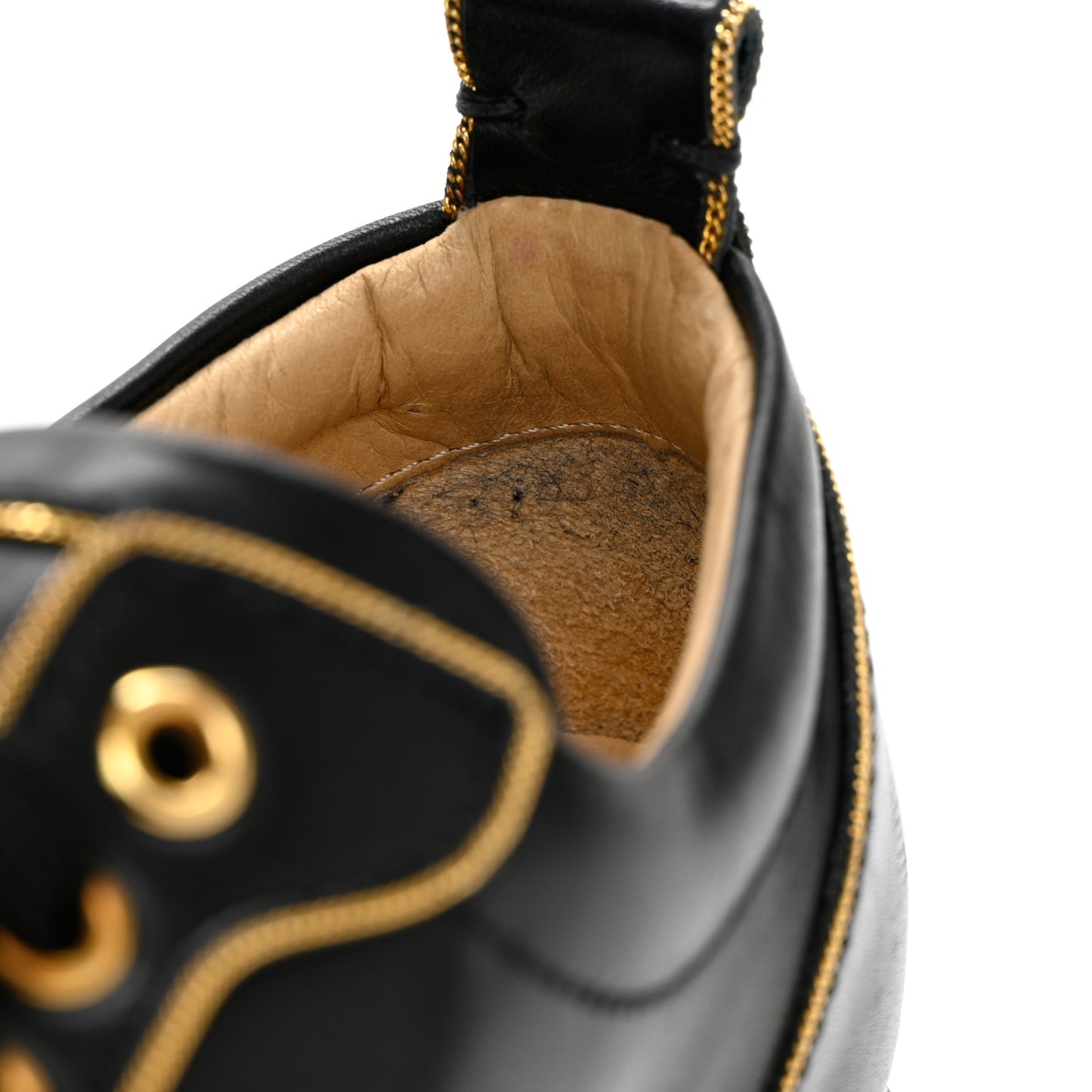 Calfskin Spikes Womens Rush Flat Sneakers 36.5 Black Gold