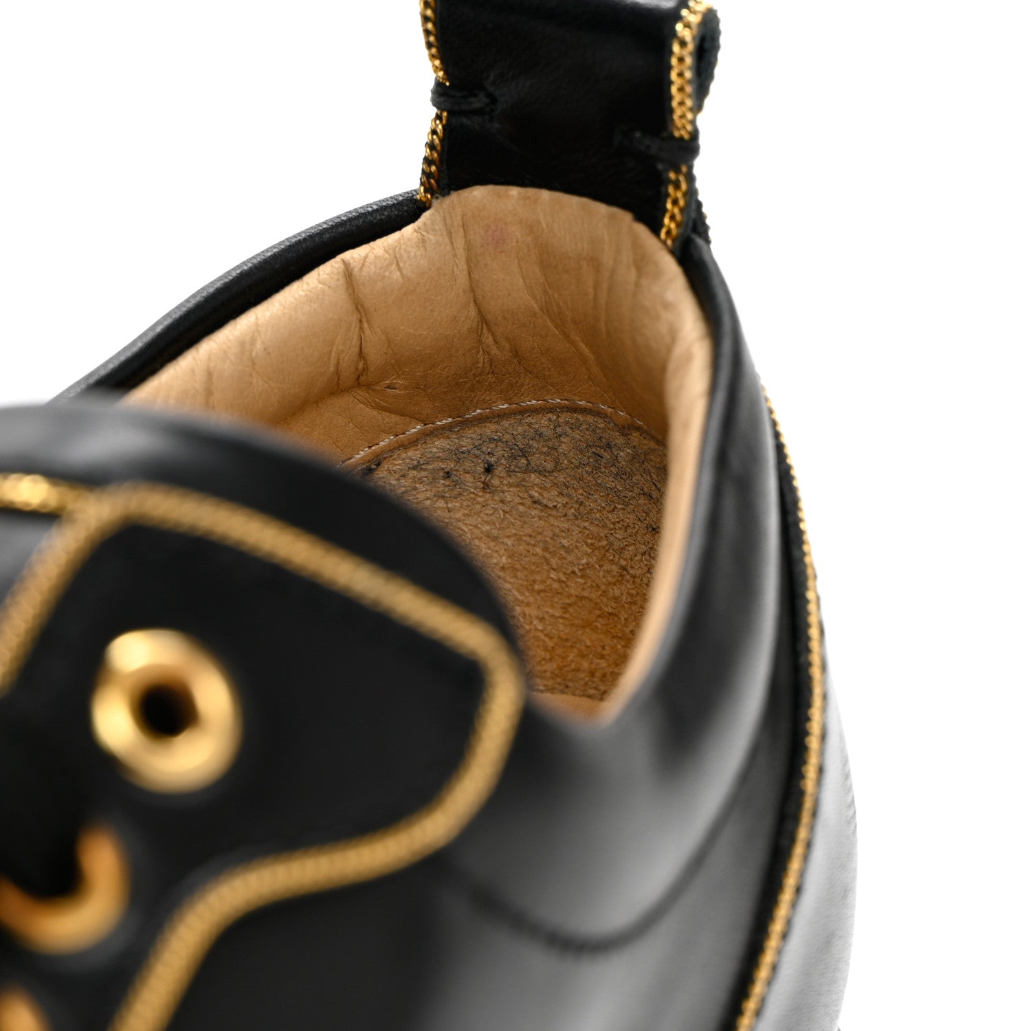 Christian Louboutin Calfskin Spikes Womens Rush Flat Sneakers 36.5 Black Gold 9 of 12