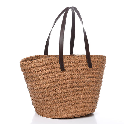 Saint Laurent Raffia Calfskin Medium Panier Tote 3 of 11