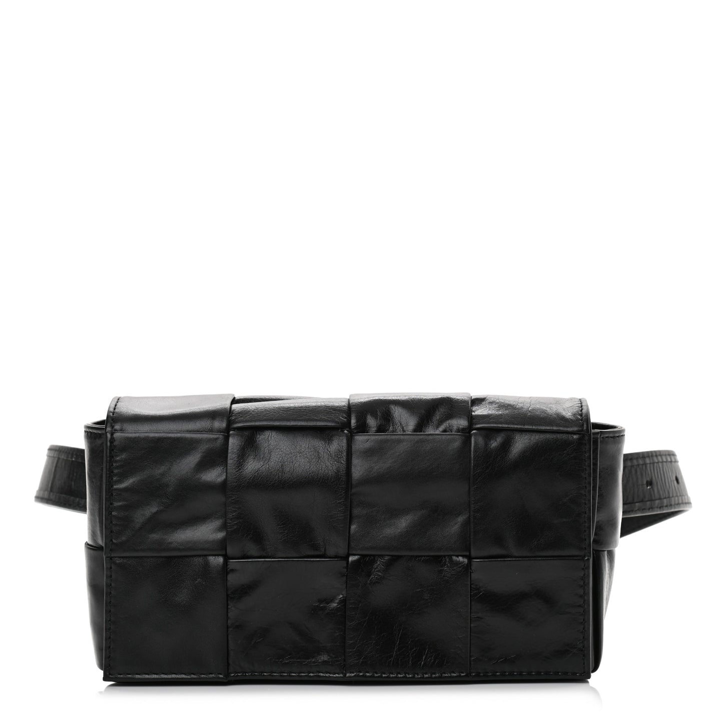 Paper Calfskin Intrecciato Cassette Belt Bag Black