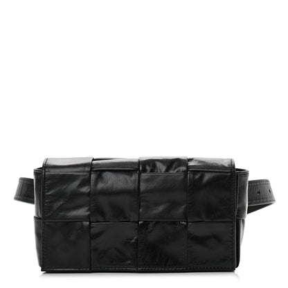 Bottega Veneta Paper Calfskin Intrecciato Cassette Belt Bag Black 1 of 11
