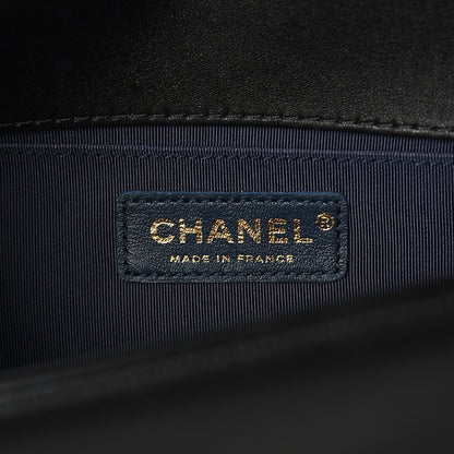 Chanel Lambskin Quilted Medium Boy Flap Black Blue 5 of 10