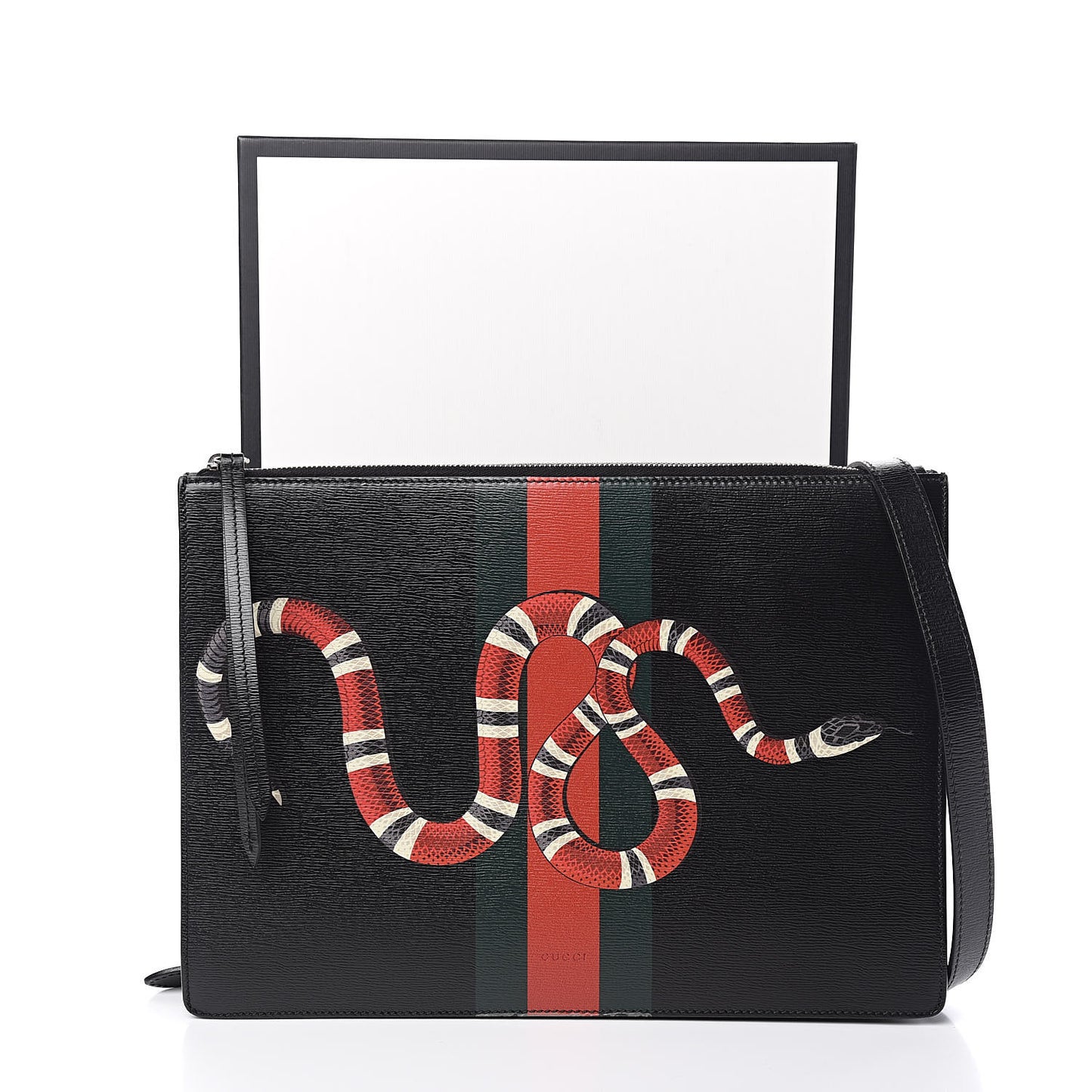 Calfskin Kingsnake Print Messenger Black