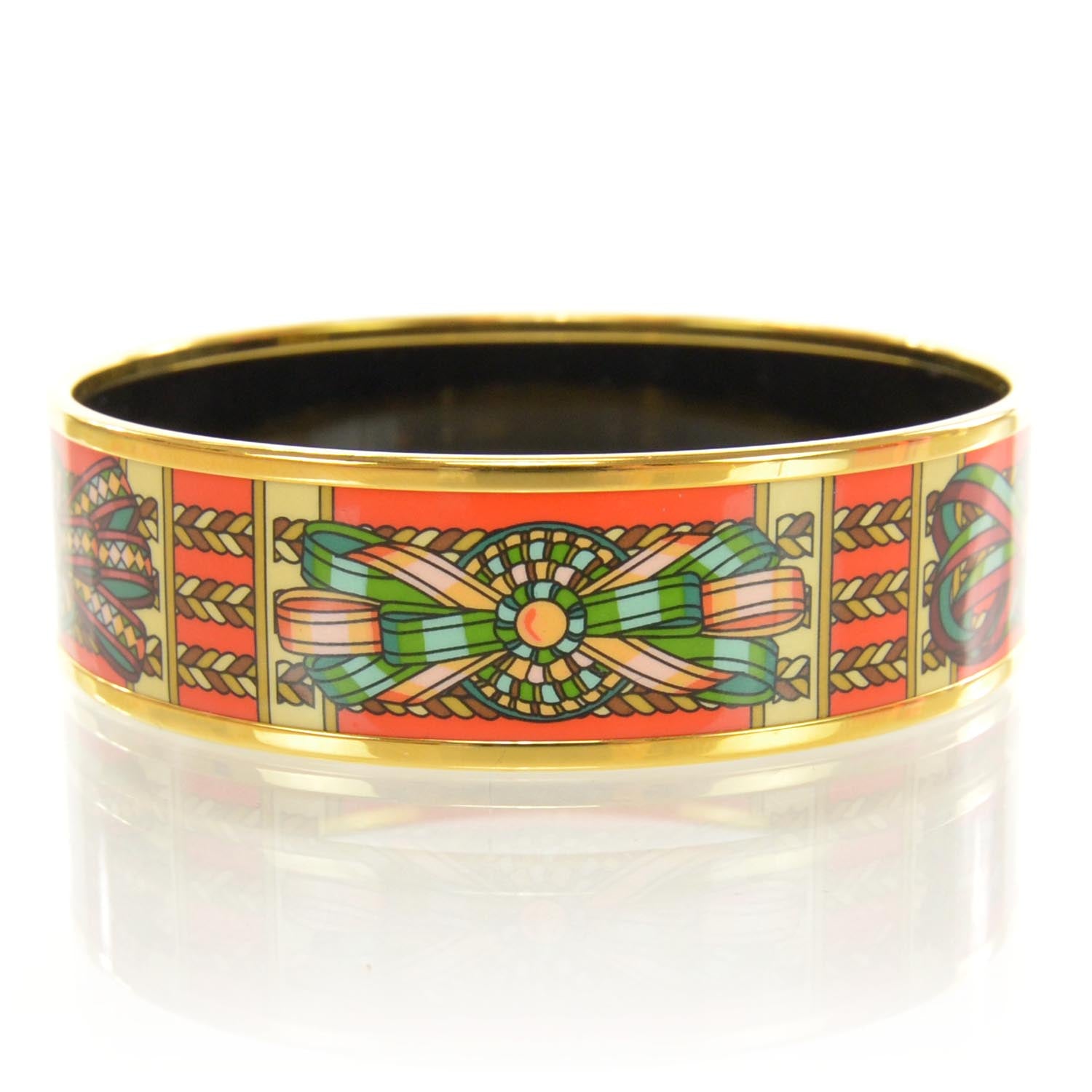 Hermes Enamel Printed Rubans du Cheval Wide Bracelet PM 65 4 of 6