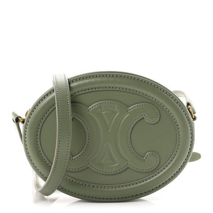 Celine Smooth Calfskin Cuir Small Triomphe Oval Crossbody Purse Sage 1 of 10