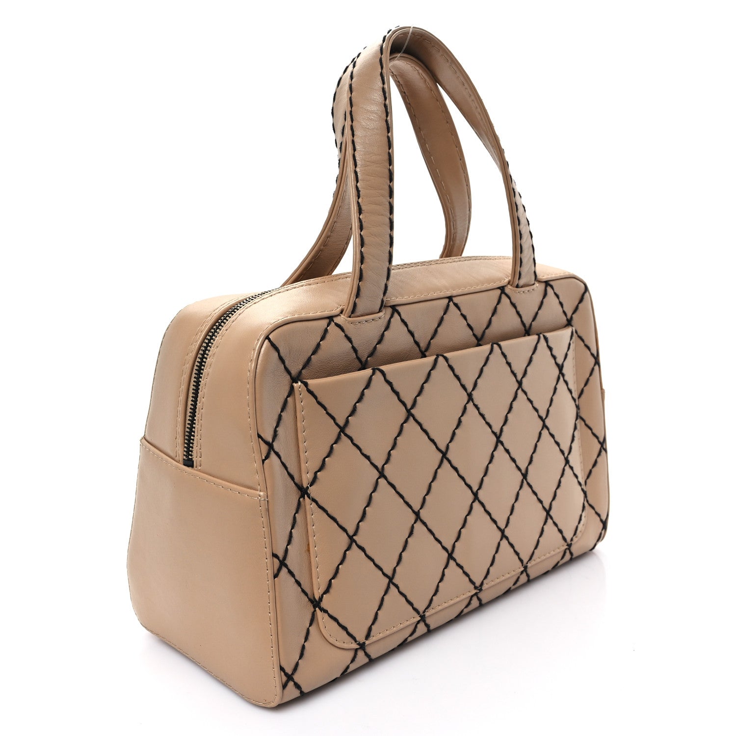 Chanel Calfskin Wild Stitch Top Handle Bag Beige 3 of 11