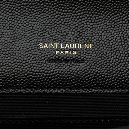 Saint Laurent Grain De Poudre Textured Mixed Matelasse Triquilt Monogram Clutch Black 6 of 8