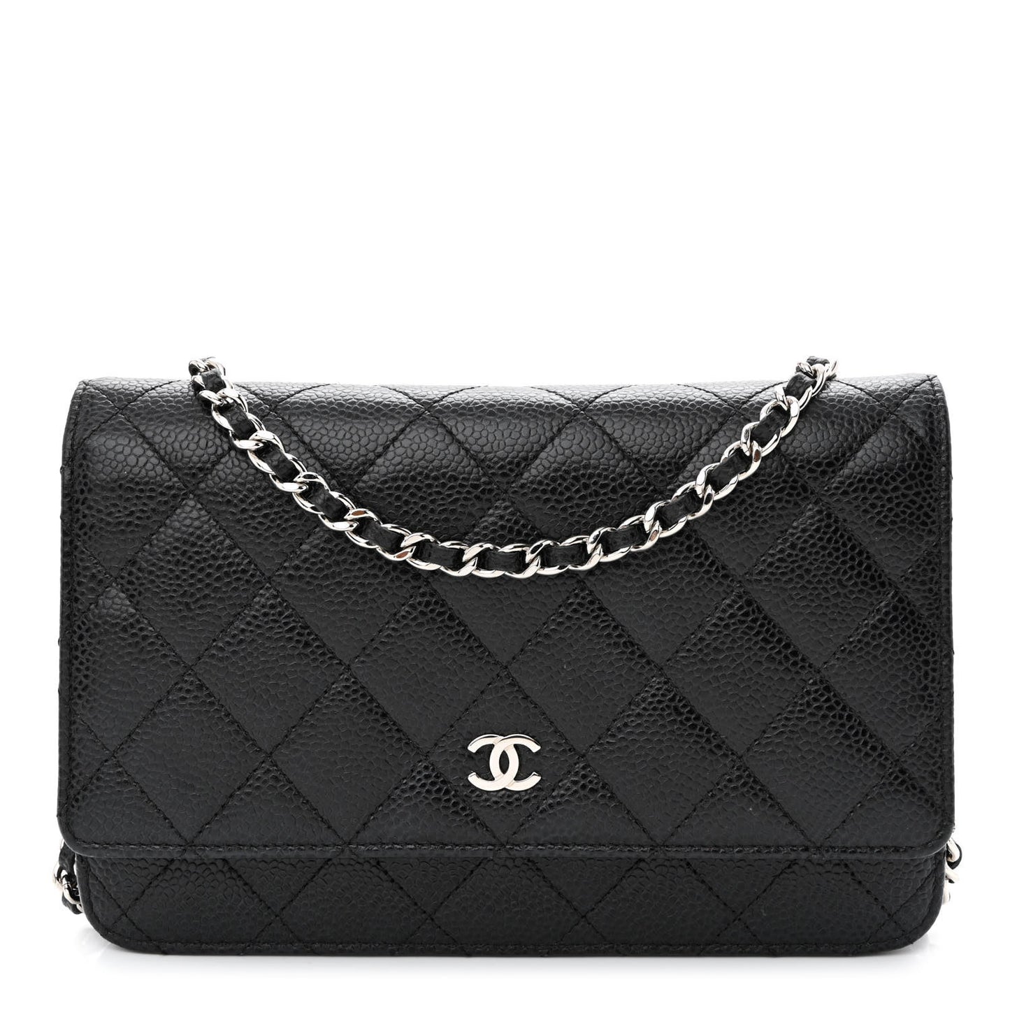 Caviar Quilted Wallet on Chain WOC Black