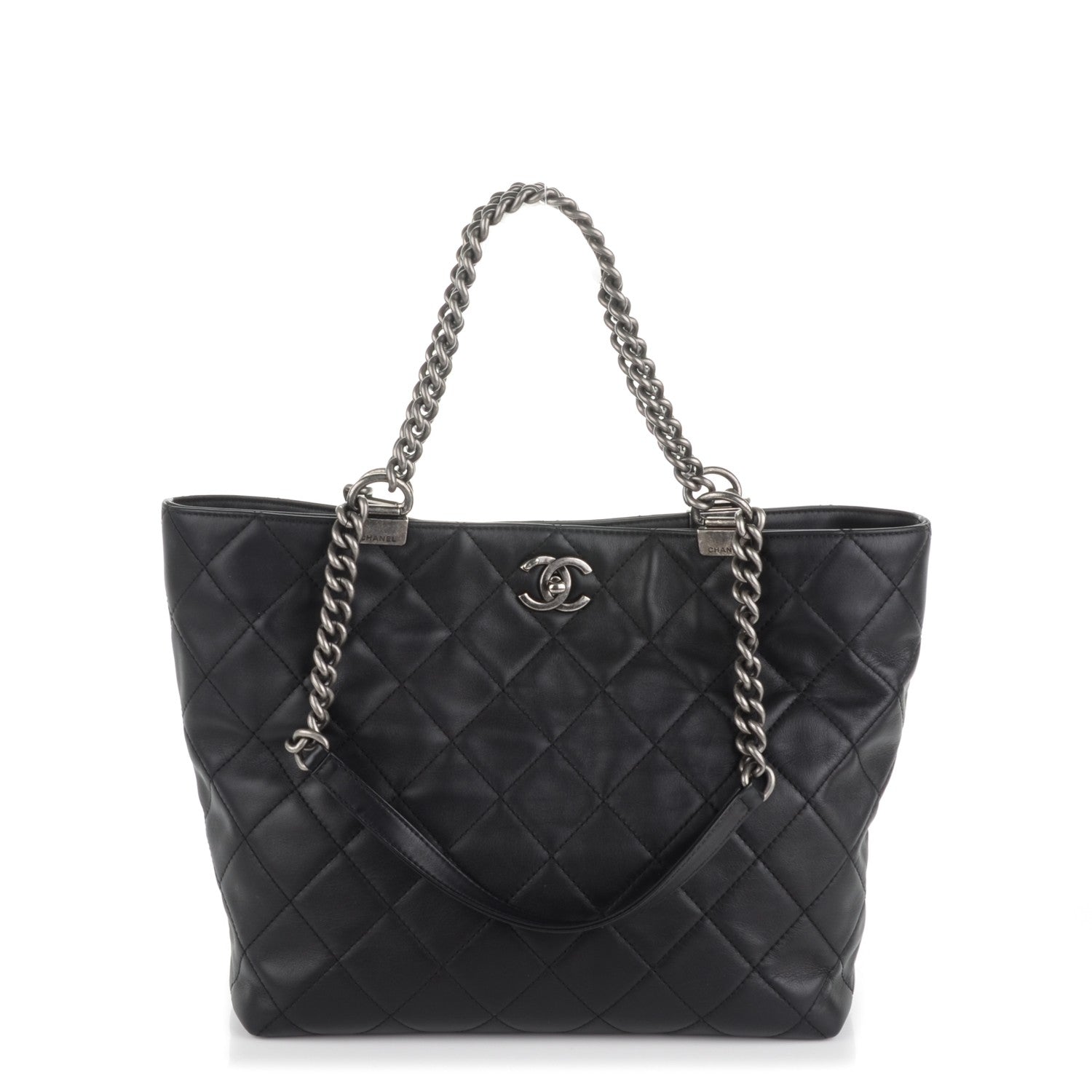 Chanel Calfskin Quilted Large Shopping In Chains Tote Black 1 of 7