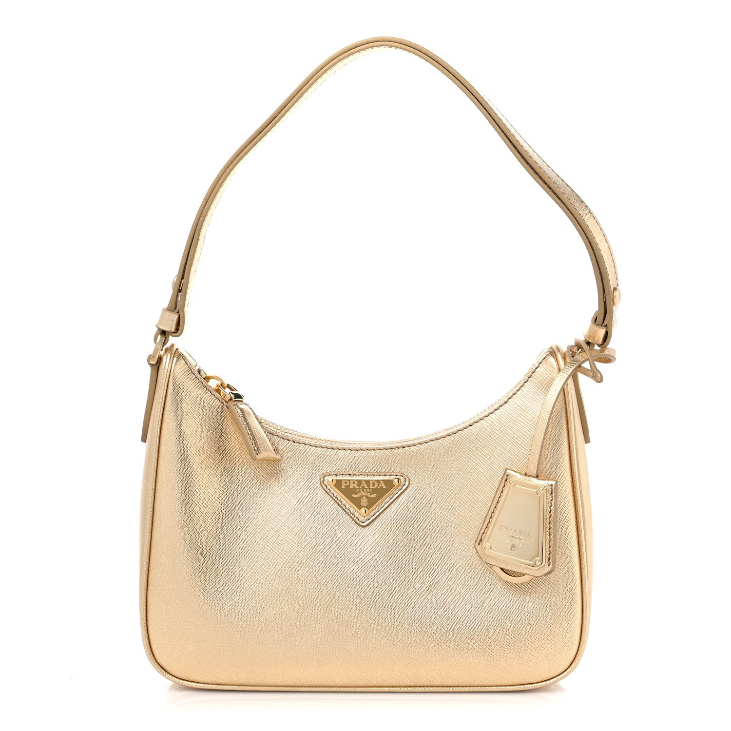 Prada Saffiano Lux Mini Re-Edition Shoulder Bag Platino 1 of 9