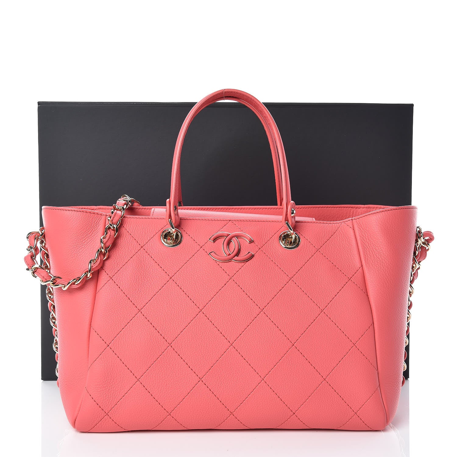 Chanel Bullskin Stitch Small Shopping Tote Pink 11 of 11