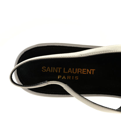 Saint Laurent Patent Smooth Lambskin Anais Slingback Flats 39.5 Navy Pearl 9 of 11