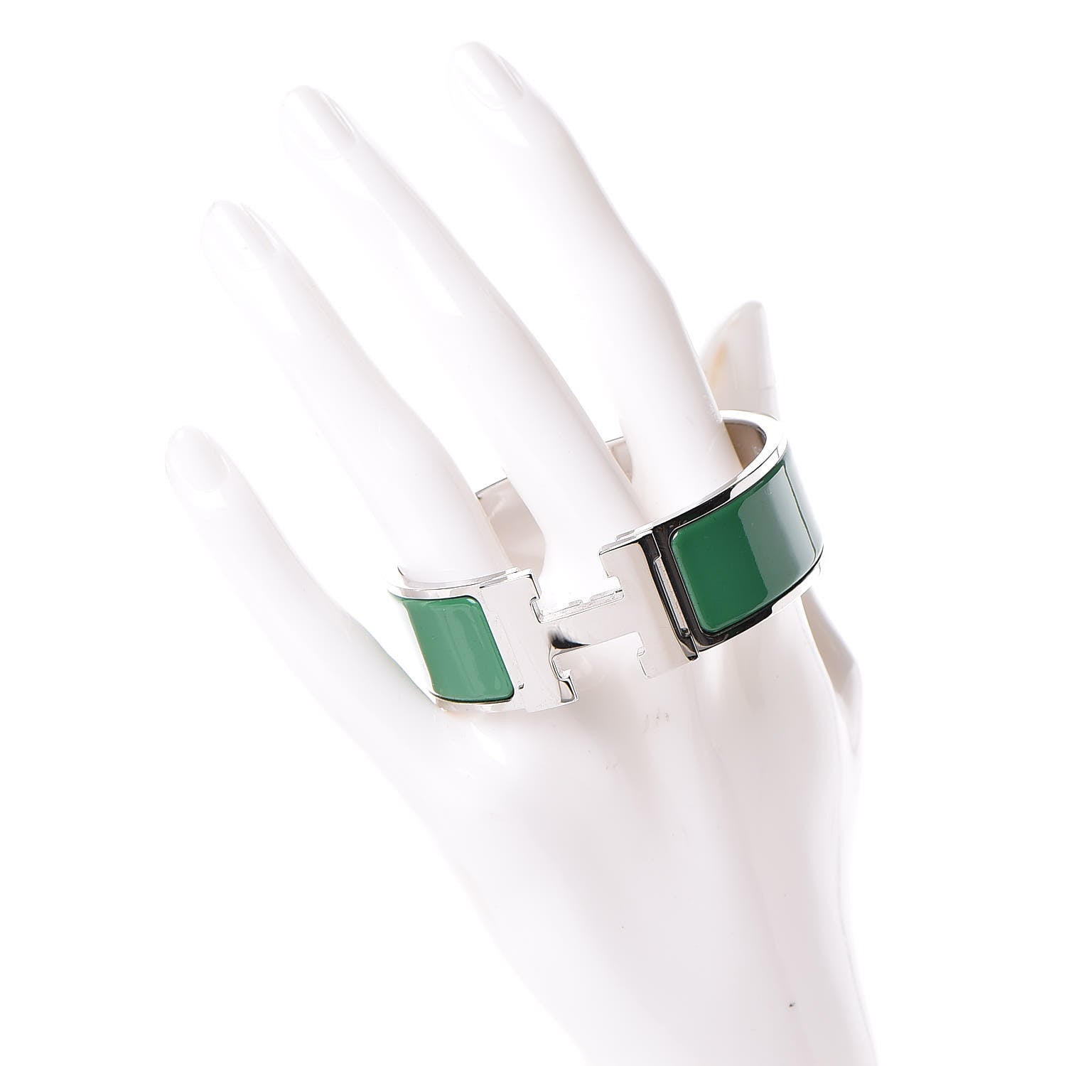 Hermes Enamel Wide Clic Clac H Bracelet PM Vert Sapin 2 of 6