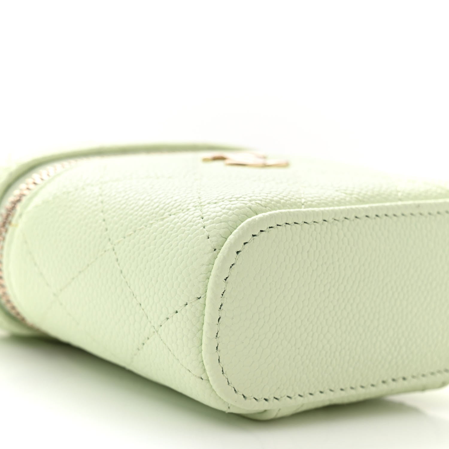 Chanel Caviar Quilted Small Handle With Care Vanity Case With Chain Light Green 9 of 11