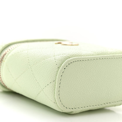 Chanel Caviar Quilted Small Handle With Care Vanity Case With Chain Light Green 9 of 11