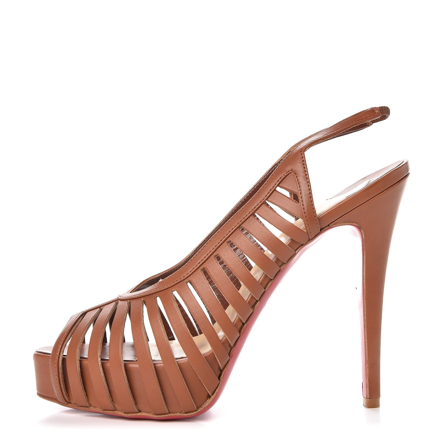 Christian Louboutin Calfskin Slingback Platform Pumps 38 Brown 1 of 8