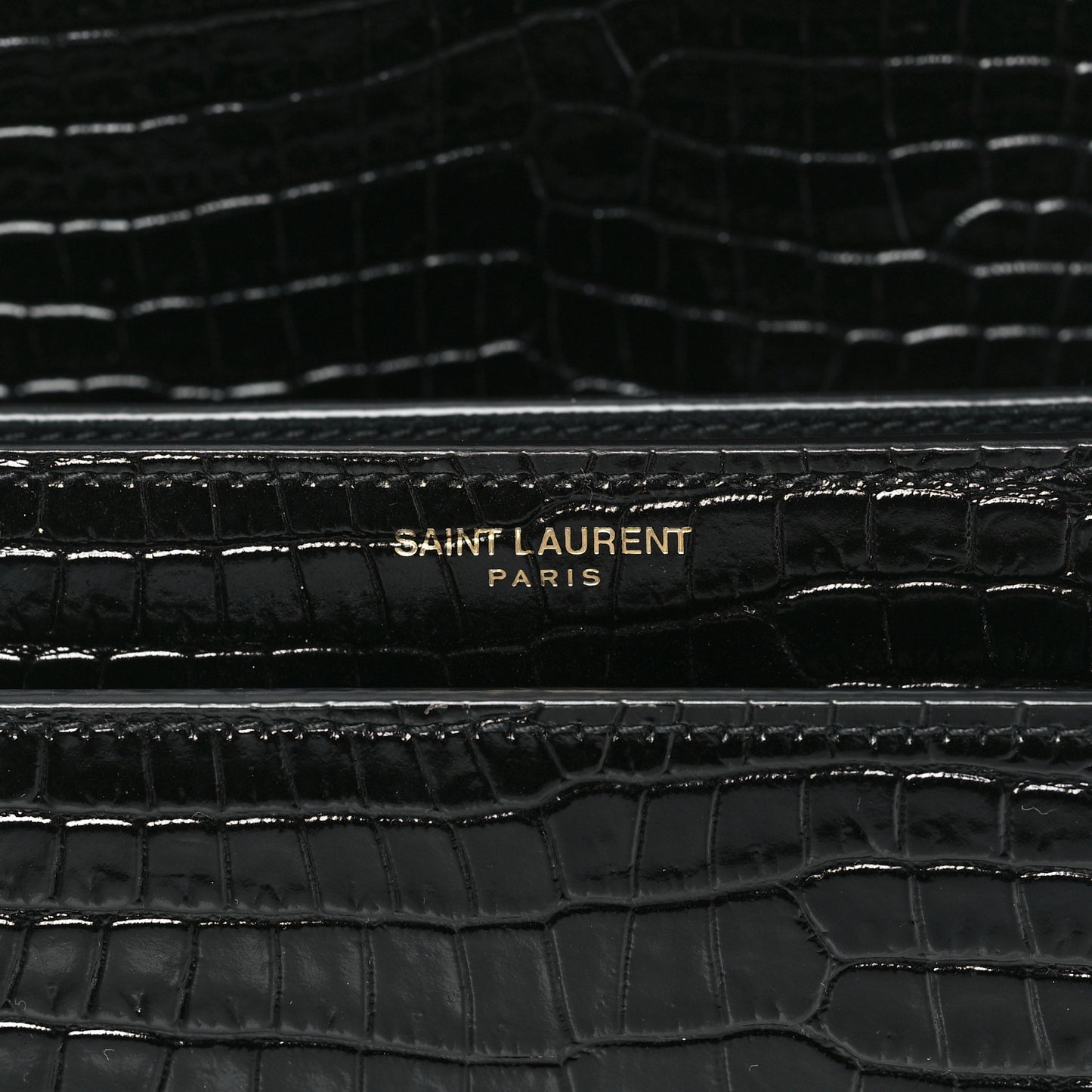 Calfskin Crocodile Embossed Medium Monogram Sunset Black